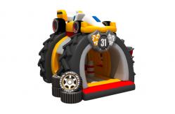 China Racing Theme Tarpaulin Inflatable Combos Free Printing Black Tires supplier