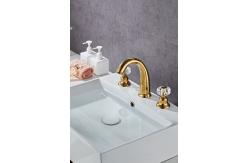 China Electroplate Double Handle Rose Gold Wash Basin Faucet supplier