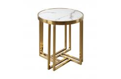 China Light Luxury Stainless Steel Marble Hotel Lobby Small Side Table supplier