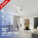 2- 1stshine Bedroom LED Ceiling Fan with Acrylic Blades and Remote Control Light for sale