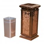 Hotel Marble Trash Can Pedestal Ashtray Stainless Steel Four-Angle Garbage Can Waste Bin Dustbin With Ashtray for sale