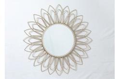 China Living Room Rose Gold Floral Metal Wall Art Mirror supplier