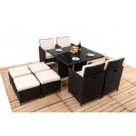8CM Thickness Cushion Rattan Dining Table And Chairs 4PCS Ottoman Covered