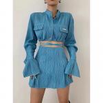 Line Layers Draped Spandex Stretch Wave pleated Jacquard Fabric