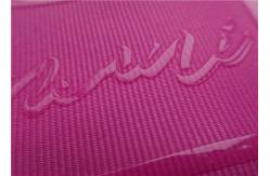 China Shiny Transparent Silicon Logo Screen Printing Label In Coloful Polyester Thread Ribbon supplier