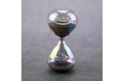 China Classic Glass Sand Timer Hourglass  Sand Clock Black And White supplier