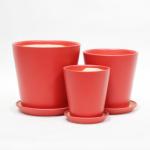 Glossy Single Lightweight Indoor Ceramic Pots With Drainage Tray for sale