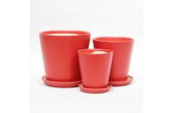 China Glossy Single Lightweight Indoor Ceramic Pots With Drainage Tray supplier