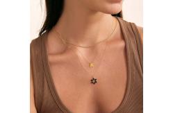 China Women's Classic 925 Silver 18K Gold Chain Enamel Hexagram Pendant Necklaces supplier