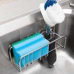 Adhesive Sponge Holder Brush Holder Kitchen Sink Organization Basket