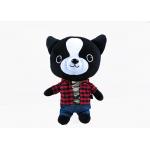 30 cm soft short pile plaid shirt with jeans huggable dog kids plush toy for sale