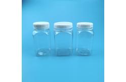 China Empty 200ml 320ml 400ml Plastic Honey Jar Square With Tamper Evident Lid supplier