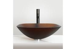 China 1 Hole Glass Bathroom Wash Basin With Mirror Included Countertop Mounted Sinks supplier