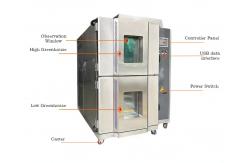 China Environmental Climate Hot And Cold Thermal Impact Testing Chamber Two Zone 100 Liter supplier