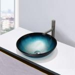 Bathroom Tempered Glass Sink Black Blue Round Wash Basin Bowl Easy Clean for sale
