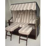 Outdoor Garden Dark Brown Roofed Wicker Beach Chair & Strandkorb With Cushion for sale