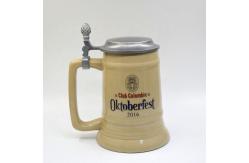 China Beer festival custom ceramic beer mug with metal lid supplier