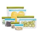 Silicone PEVA Bag Storage Peva Freezer Bags Container Food Fresh Wrap zipper 6 Pack
