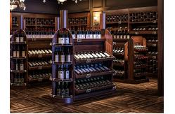 China Solid Wood Wine Storage Racks Showcase / Commercial Wine Racks Nostalgic Style supplier