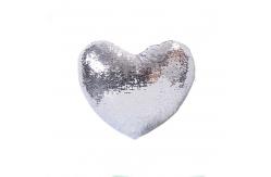 China Personalized Heart Shape Sublimation Sequin Pillow Covers Heat Transfer Glitter Cushion Cover supplier