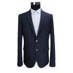 Worsted Mens Casual Blazer Jacket Slim Fit Warm Windproof Navy Fleece Fabric for sale