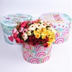 Flower Recyclable Paper Cylinder Gift Boxes Packaging 1.0 - 3.0mm Paper Thickness