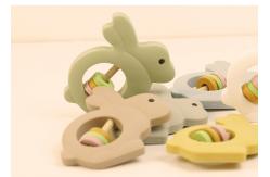 China Eco Friendly Silicone Baby Toys Rattle Rabbit Shape For Toddler supplier