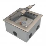 silver dual 2 pin power flip up floor socket box