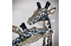 China Matte Stainless Steel Giraffe Sculpture Pair Elegant Abstract Duo For Modern Gardens supplier