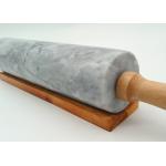 Deluxe Marble Pastry Rolling Pin Polished With Wood Handles / Cradle