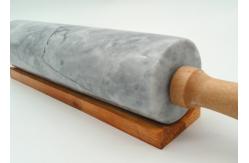China Deluxe Marble Pastry Rolling Pin Polished With Wood Handles / Cradle supplier