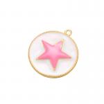 DIY Pentagram Gold Plated Round Pendant Enamel Coin Shape OEM for sale