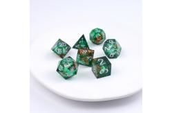 China Green foil gold natural resin multi -faceted desktop game Dice Border Gate supplier