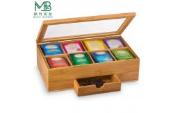 China Bamboo Multi-Compartment Organizer With Clear Side Drawer Cover For Kitchen supplier