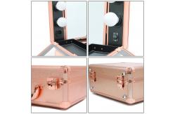 China Aluminum Makeup Vanity Trolley With Mirror Rose Gold Color For Travel supplier