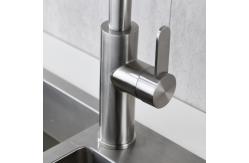 China HOMEKA Single Handle High Arc Kitchen Faucet Brushed Nickel Mixer Taps OEM supplier