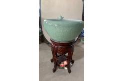 China Shadowy Blue Glaze Pattern Base 460mm koi fish bowl supplier