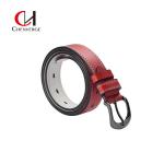 Red Ladies Genuine Leather Belt Casual Classic 3.5cm Wide Alloy Pin Buckle for sale