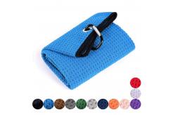 China New Style WaffleGolf Towel Custom Print Microfiber Golf Towel With Hook supplier