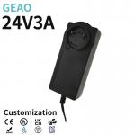 Black 24V 3A Interchangeable Power Adapter / Power Supply ABS+PC for sale