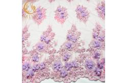 China Soft 3D Flower Lace Fabric 135cm Widh Tulle Polyester Hand Embroidered Net Fabric supplier