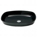High Glossy Black Tempered Bathroom Wash Basins Smooth Interior And Exterior