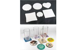 China Blank Coated Round Shape Sublimation Ceramic Coaster With Cork Back supplier
