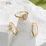 Women Men Wedding Engagement Heart Diamond Rings Adjustable 18k Gold Plated for sale