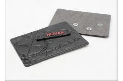 China Eco - Friendly Washable Square Engraved Metal Clothing Label With Leather Patch supplier