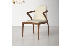 China ODM Fabric Upholstery Classic Cafe Dining Chair Solid Wood Frame 52cm Length supplier
