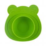 Green Non Toxic Silicone Suction Bowl Weaning Safe Easy To Clean for sale
