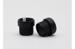 China CRC Essential Oil Plastic Screw Caps Plastic Black With Insert 18mm Tamper Evident supplier