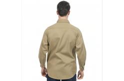 China CFR Khaki Welding Shirts Flame Retardant Welding Button Up Shirts supplier