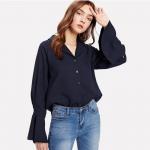 long sleeve casual blouse designs for women for sale